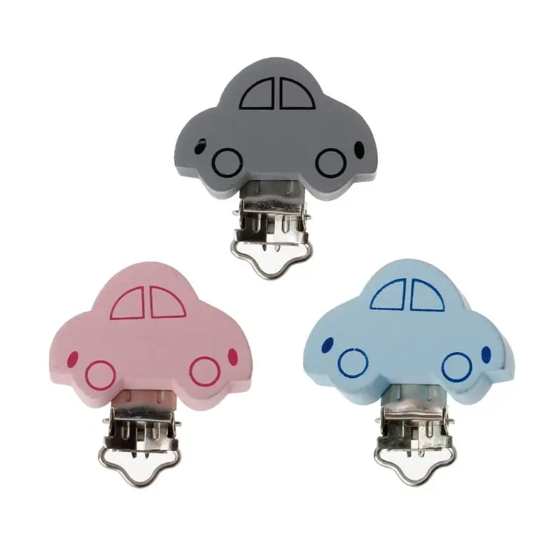 

5pcs/lot Wooden Baby Children Pacifier Holder Clip Infant Cute Car Nipple Clasps For Baby Product