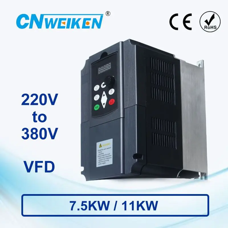 7.5KW 10HP 400HZ VFD преобразователь частоты однофазный 220v вход 3 фазы 380v Выход 18A для 7.5HP