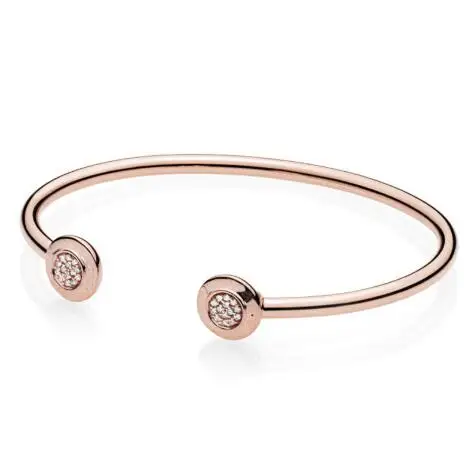 925 пробы серебряный браслет из розового золота с надписью и кристаллами, Открытый браслет, подходит для женщин, очаровательные ювелирные изделия из бисера