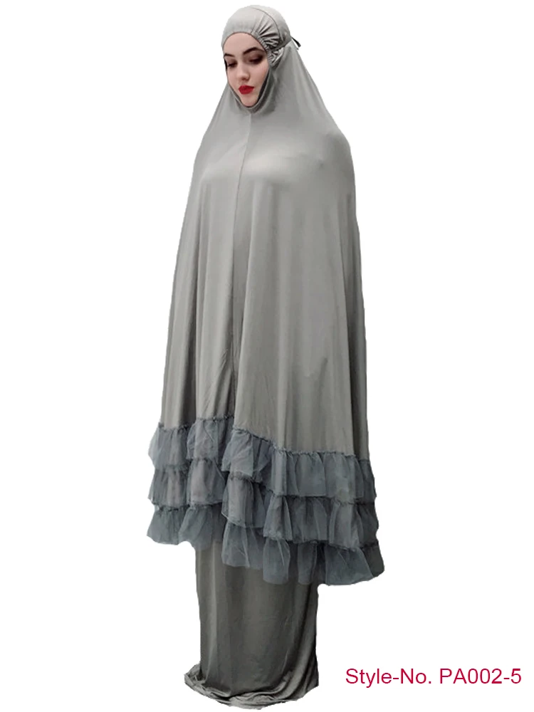 Мусульманская женская молитвенная одежда Khimar юбка комплект длинное платье хиджаб Арабская абайя Jilbab Niqab Afghanistan Clothes For Namaz - Цвет: Gray Muslim Khimar