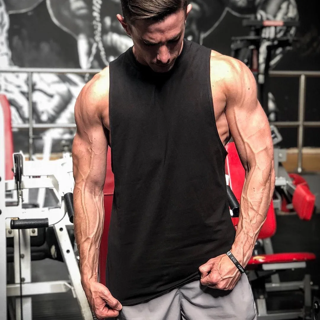 Men's Korean-Style Casual Sports Fitness Solid Color Vest Loose Breathable Quick-Drying Training Sleeveless T-shirt  Vest Check