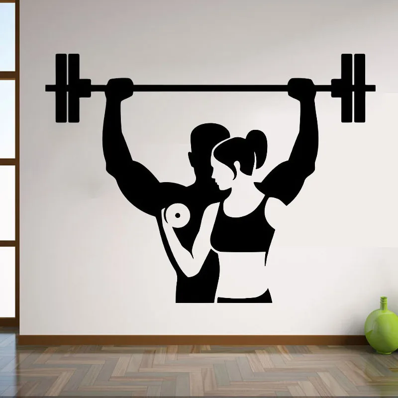 Adesivo de parede feminino muscular fitness academia esportes vinil  decoração para casa design de interiores destacável criativo 58 x 85 cm