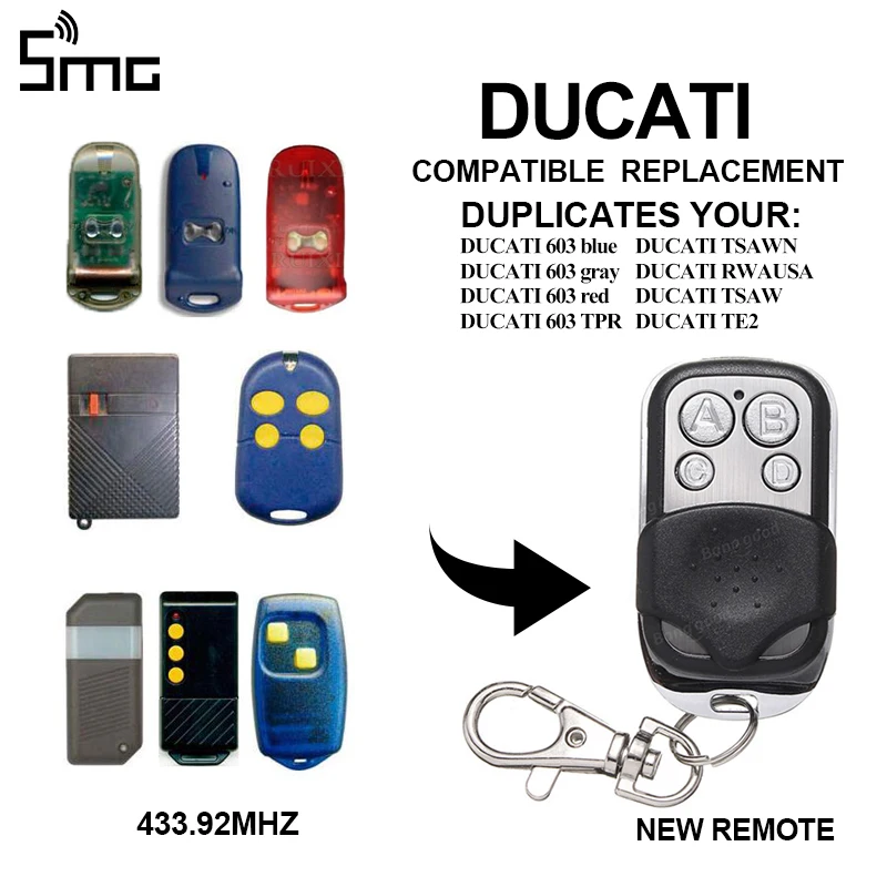 

DUCATI Full brand 433.92MHz fixed code remote control clone For DUCATI 603 gate garage control