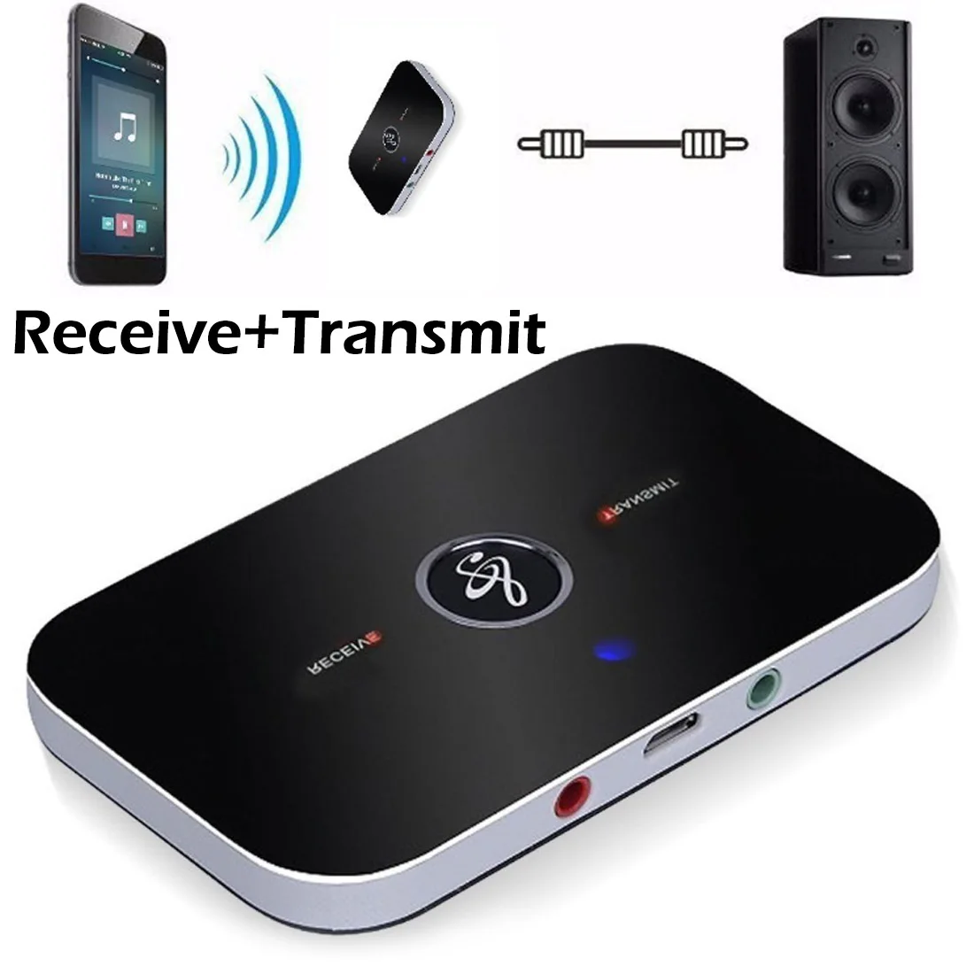 2 IN 1 Transmitter Bluetooth Receiver Wireless Audio Adapter For PC TV Headphone MP3 Car RCA 3 5MM 3 5 AUX Jack Adapters