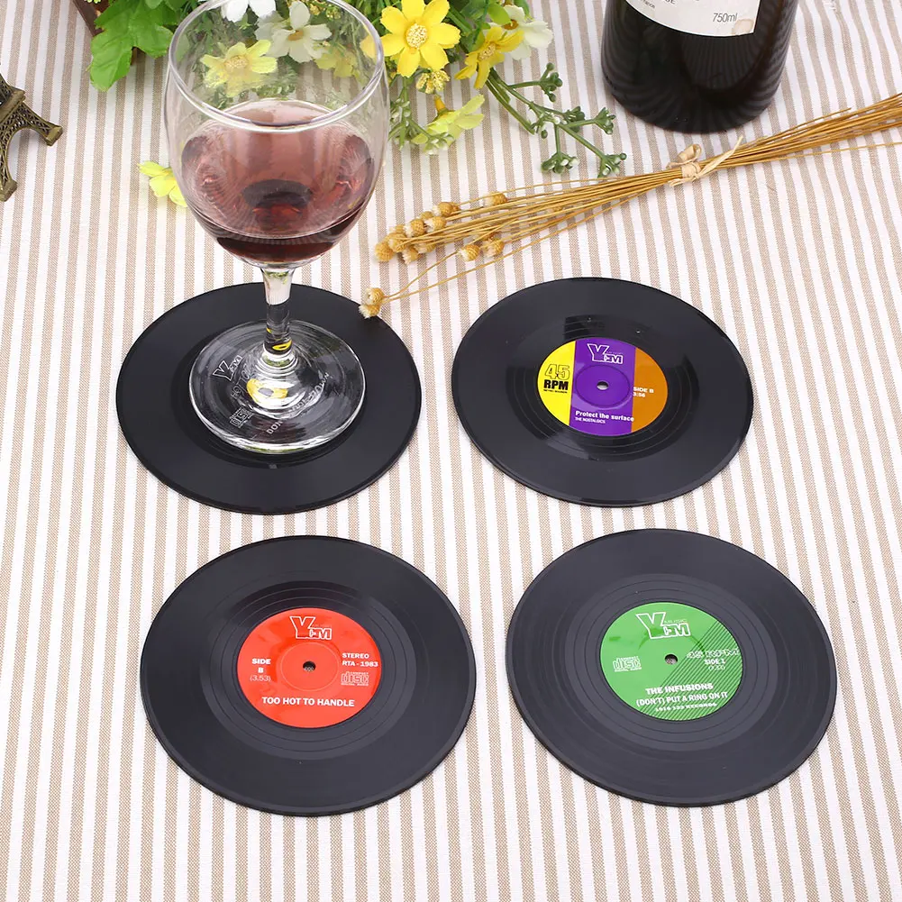 Coaster Records Cup черный коврик для посуды 4 шт. CD смолы домашний моющийся кофе