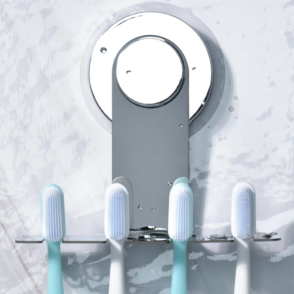 Mirror Stainless Steel Bathroom Toothbrush Holder Storage Tile Rack Modern Organizer Wall Mounted Accessories Punch Free Hanging