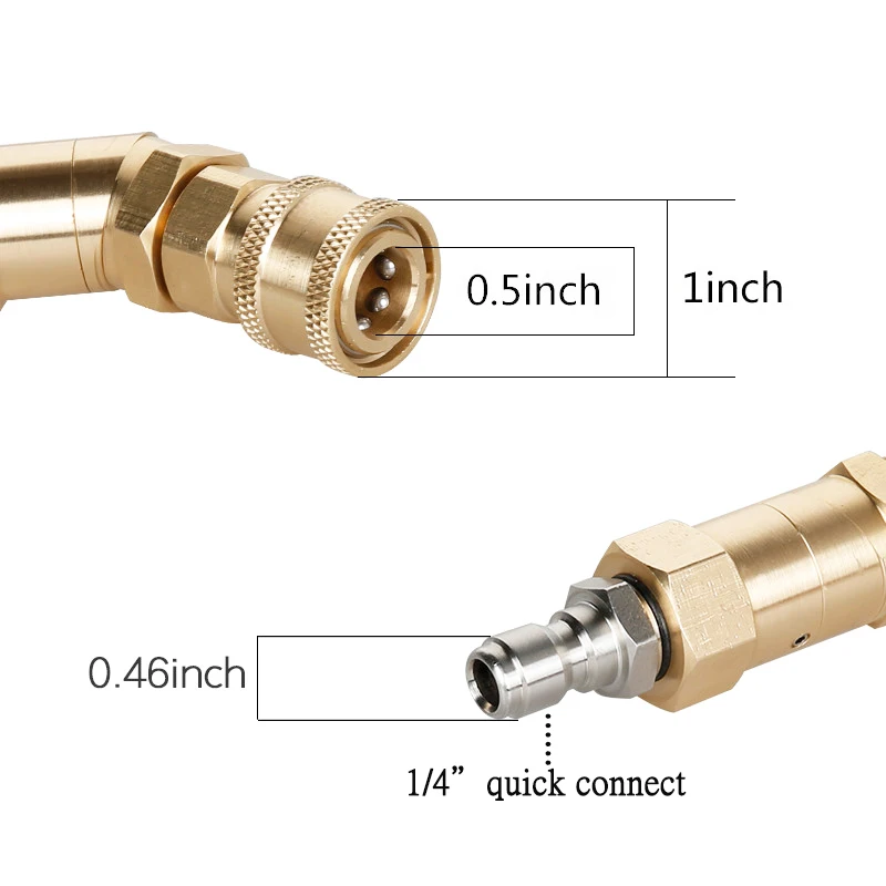 БЫСТРОРАЗЪЕМНАЯ Поворотная муфта для распылителя Мойки под давлением, очистка труднодоступных мест, вращение 1/" QC 3600PSI 360 °