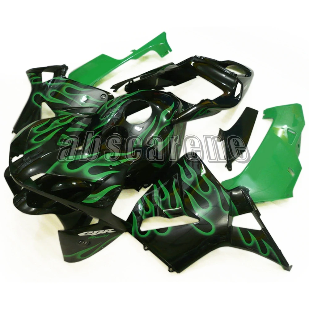 Впрыск полный комплект обтекателя для Honda CBR600RR 2003 2004 CBR 600 RR 03 04 CBR 600RR ABS пластиковые рамы кузова мотоцикла-черный с зеленым пламенем