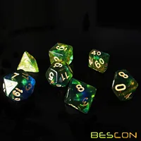 Bescon New Moonstone Dice Azure Stone, Polyhedral Dice Set of 7 2