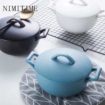 

NIMITIME Nordic Style Tableware Ceramic Soup Bowl Salad Dessert Bowl BreakfastHousehold Tableware