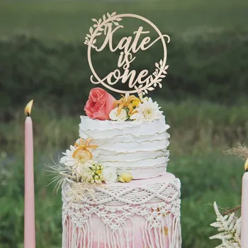 

Personalized Birthday Cake Topper, Wreath Custom name and age cake topper, first birthday 1st baby boy girl birthday toppers