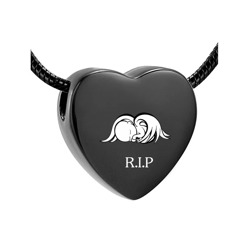 Rose/Black Color Heart Urn Child's Ashes Keepsake Loss of Baby Infant Cremation Necklace for Mom | Украшения и аксессуары