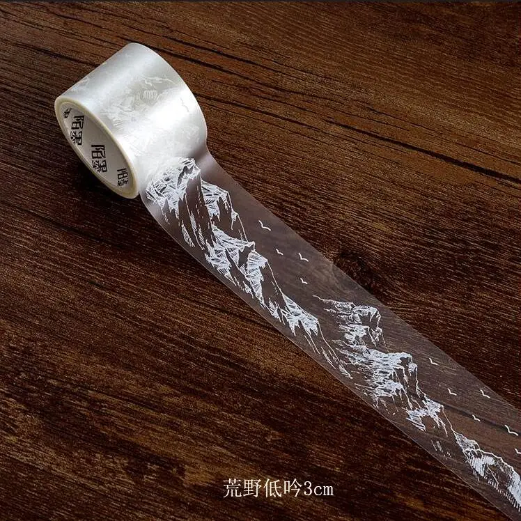 jinv-tape-0005 WOKO 3 см* 3 м туман ПЭТ белые чернила Горный пейзаж васи лента Ретро баррен Хил/Пустыня/скотч с изображением растений лента DIY Скрапбукинг - Цвет: jinv-tape-0005