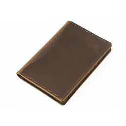 Porte cartes d'identité pour hommes, rustique, cuir de cheval fou personnalisé, portefeuille d'affaires unisexe, vente en gros 