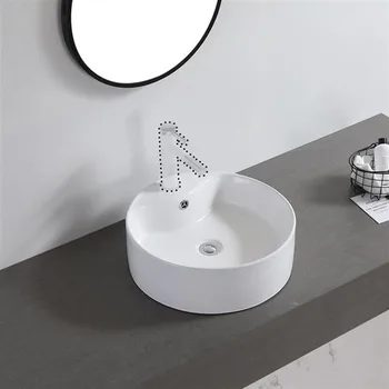 

Ceramic Basin Above Counter Basin-Round With Tap Mounting Hole White