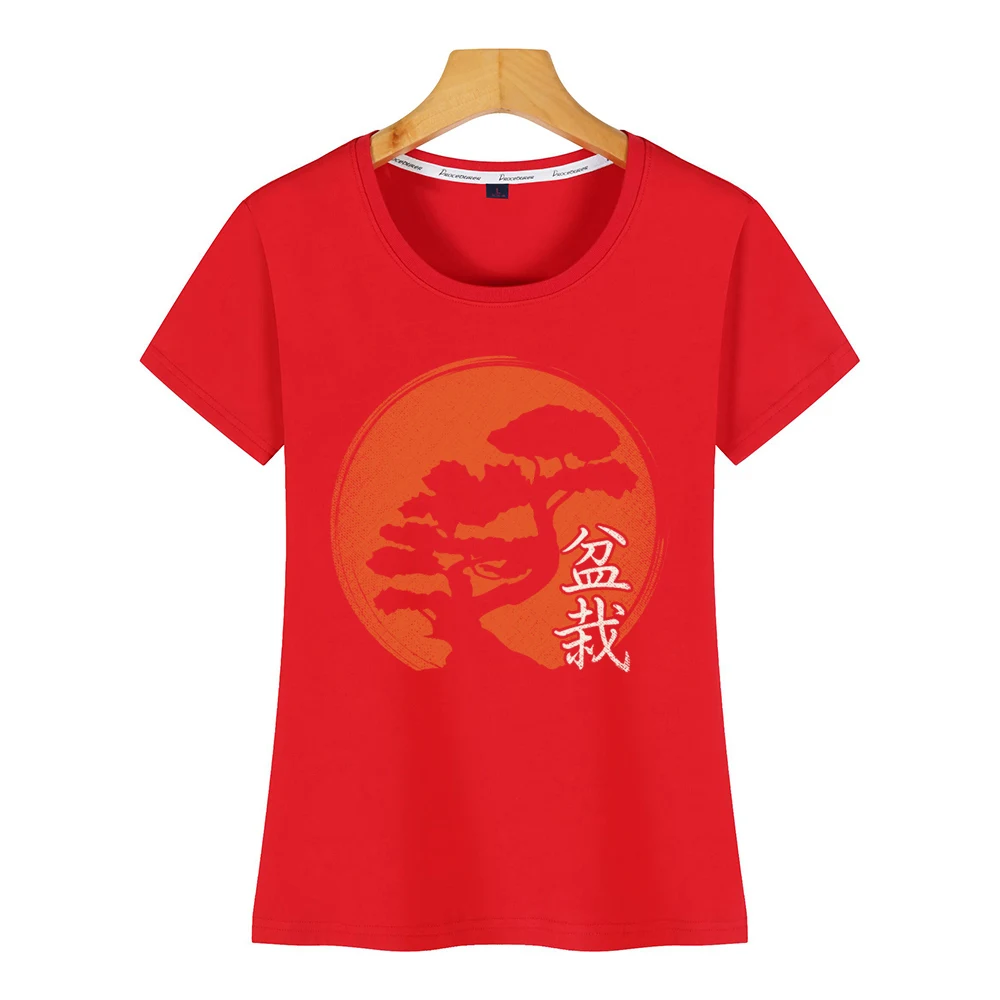 T Shirt Wanita Yin Yang Bonsai Pohon 