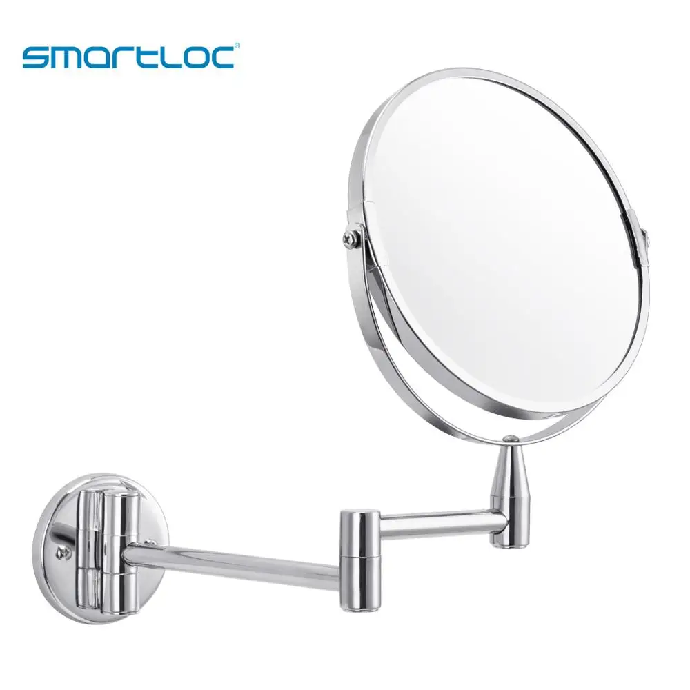 Smartloc 17cm 1x/5x Magnifying Bathroom Mirror Wall Mounted Makeup Mirror Bath Double Adjustable ...
