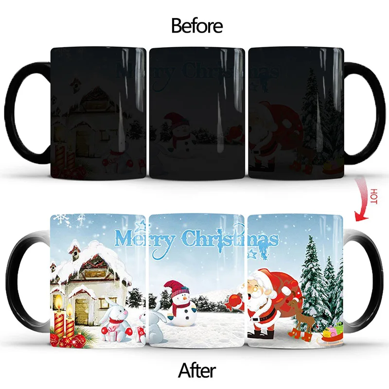 

2019 New 350ml Merry Christmas Magic Coffee Mug Temperature Color Changing Mugs Heat Sensitive Cup Tea Milk Mug Creative Gifts