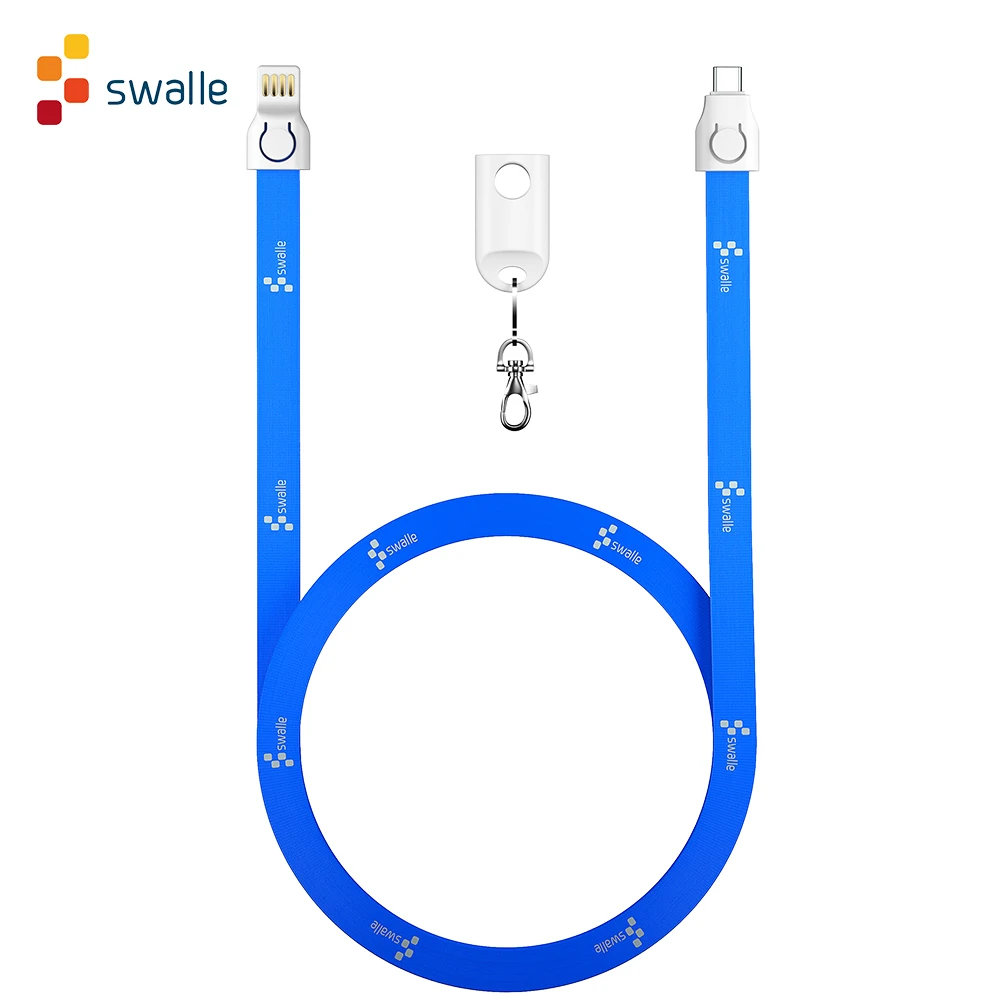 Swalle шейный подвесной ремень брелок на веревке кабель для мобильного телефона с кабелем для зарядки для type c Micro USB samsung S10 Plus S1