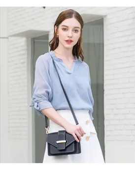 

New Bag Women Cowhide Leather Single-Shoulder Bag Korean Version of the Leather Satchel Shoulder Fashion Square
