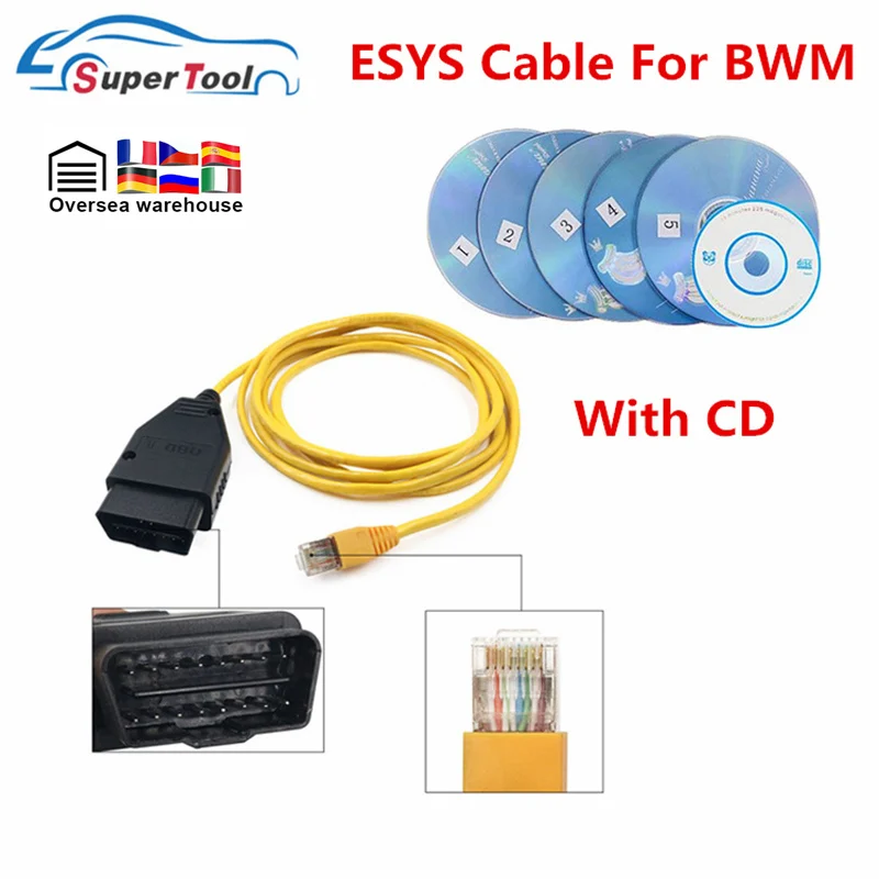 Адаптер OBD штепсельной вилки кабель для передачи данных BWM ENET OBD2 кодирование E SYS