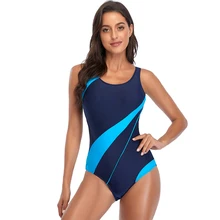  Patchwork One Piece Swimsuit 2021 Sports Swimwear Women Competition Beachwear Racerback Swimming Suits for Women 