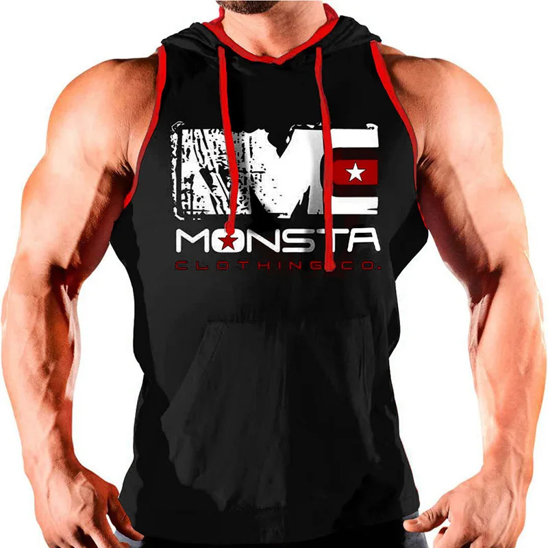 

2019 Fitness Men Bodybuilding Sleeveless Muscle Hoodies Workout Clothes Casual Cotton Tops Hooded Tank Tops 4 Color Size M-XXXL