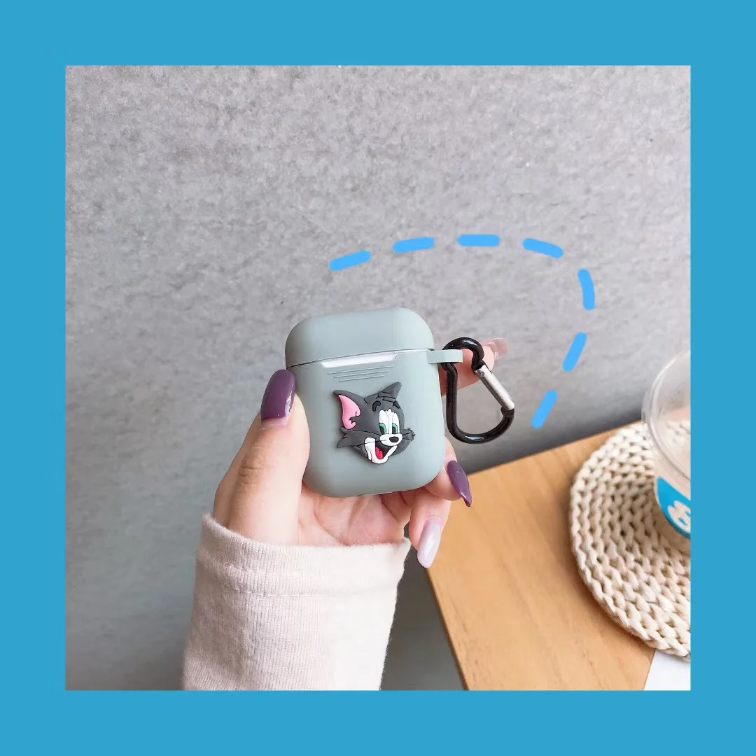3D милый мультфильм Том Кот и Джерри прекрасные силиконовые защитные наушники аксессуары чехол s для Apple Airpods 1 2 Чехол couqe