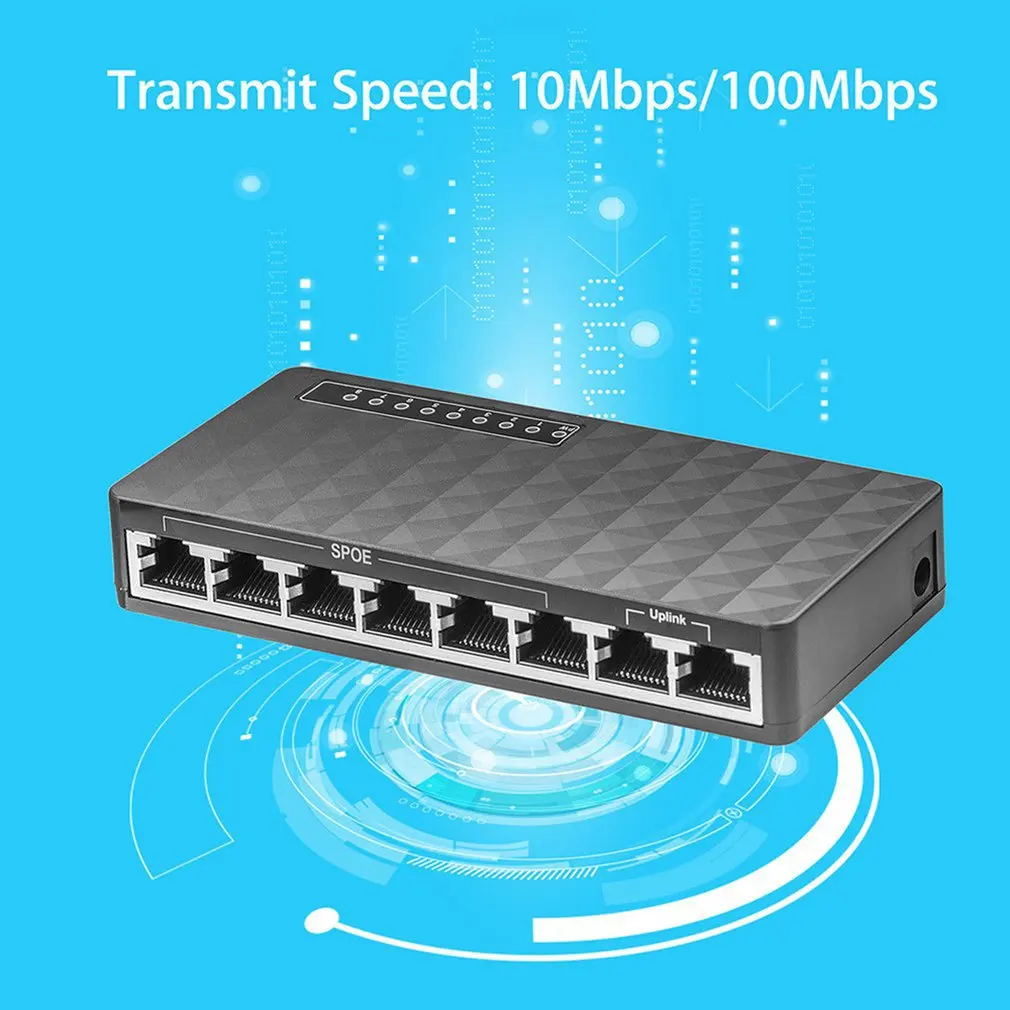 Мини LAN Ethernet POE сетевой настольный коммутатор 8 Порты и разъёмы 10/100 Мбит/с Fast концентратор сетевой коммутатор концентратор адаптер Высокая производительность