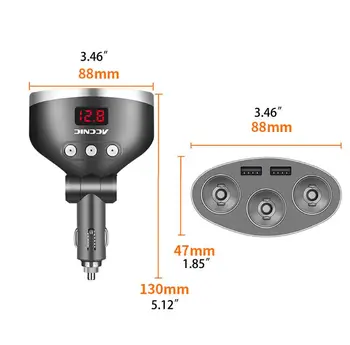 

Hot Car Charging Converter Adapter Dual USB Plug 3 Blue LED Light Independent Switch fit for 12V 24V 120W Auto Accessories YHQ