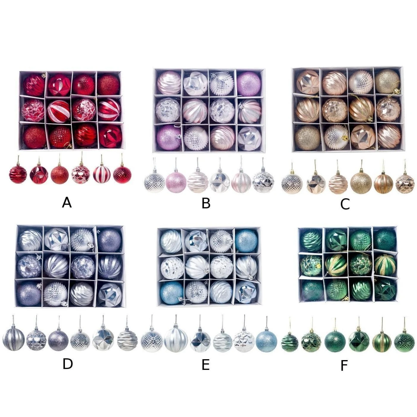 12x Рождественская елка Висячие шары украшения Baubles елочные игрушки ПВХ 6 8 см