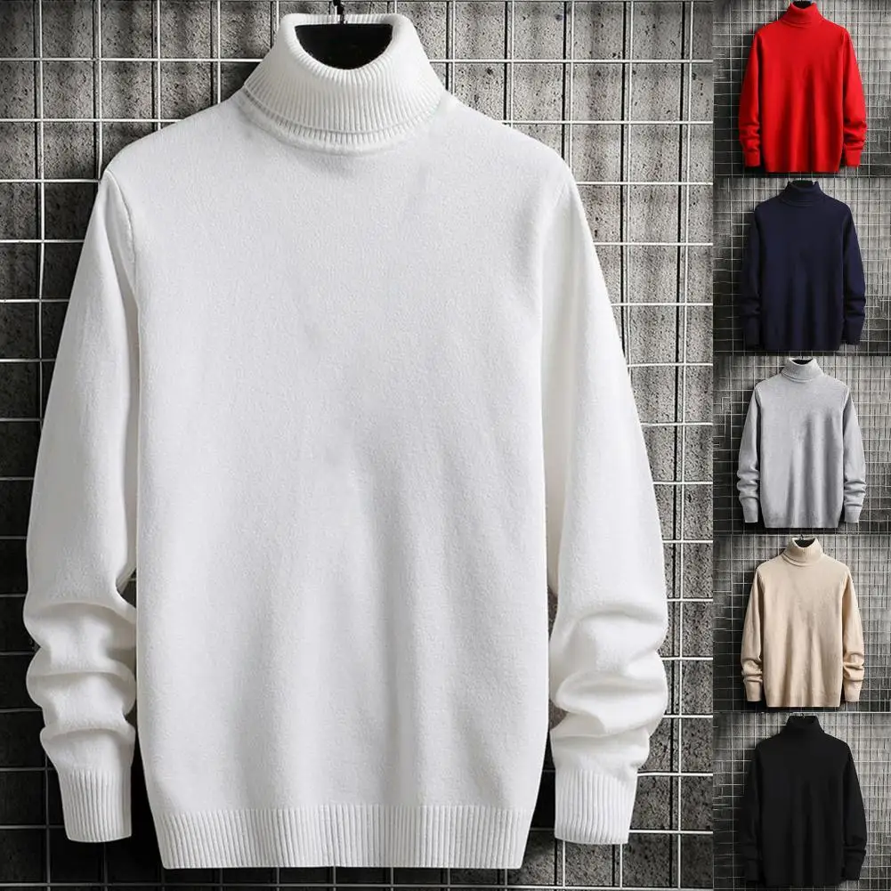 

Однотонный вязаный свитер, мужской топ с высоким воротником, зимний свитер, мужской плотный пуловер с высоким воротником, трикотажная одежда, мужской свитер