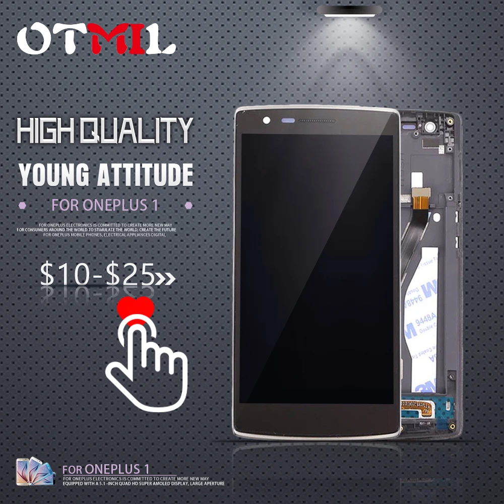 

5.5" OTMIL For ONEPLUS One LCD Touch Screen with Frame Digitizer Replacement For Oneplus One Display A0001 #1