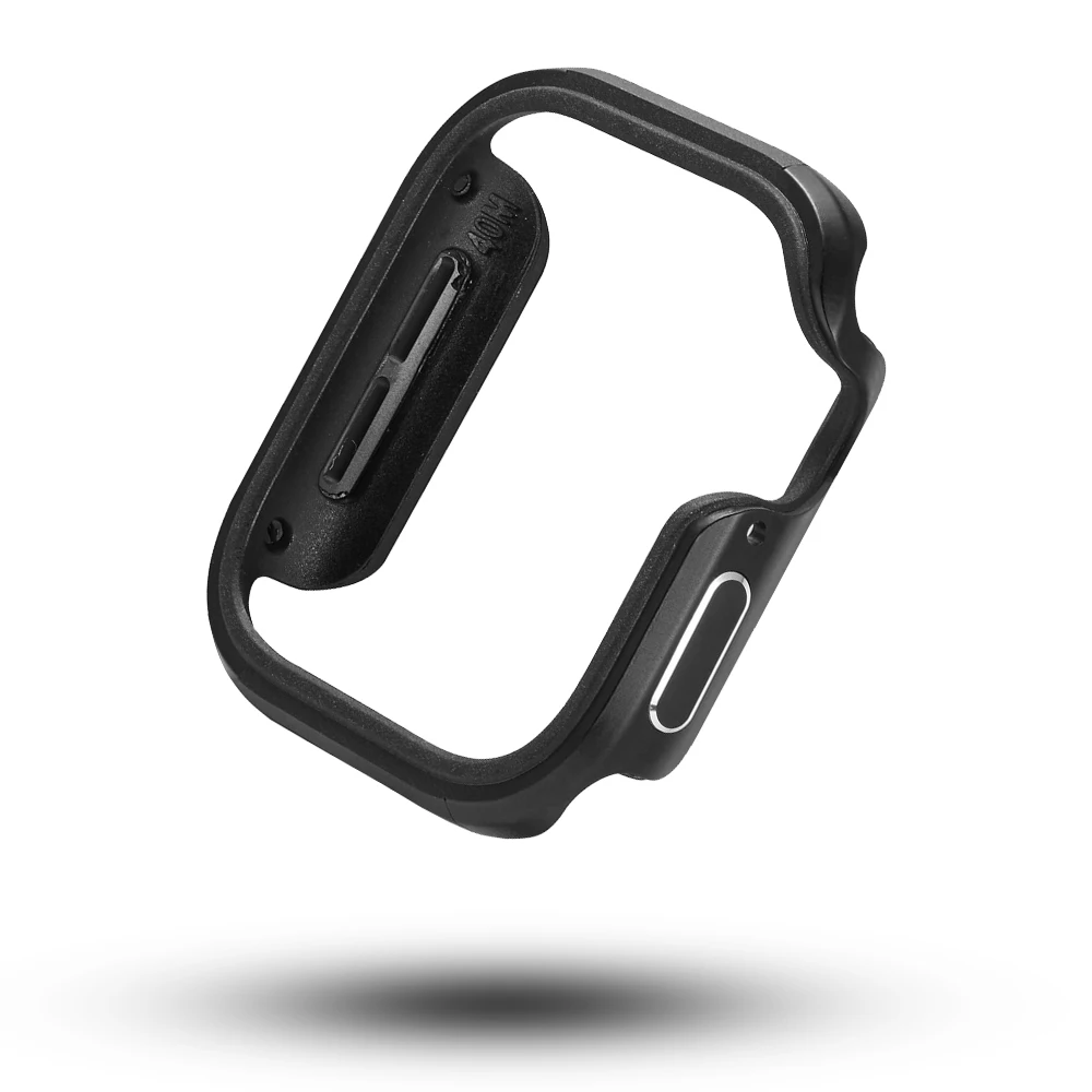 Black Metal+TPU High Quality Protector Case for Apple Watch Series 5 4 Cover 44mm 40mm Bumper for iWatch Hard Frame Accessories - Color: Black