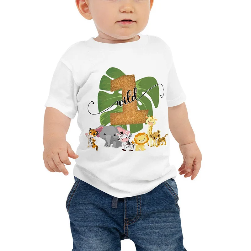 1st First Wild One 1 Year Old Animal Lion T Shirt Woodland Jungle Safari Themed Boy Birthday