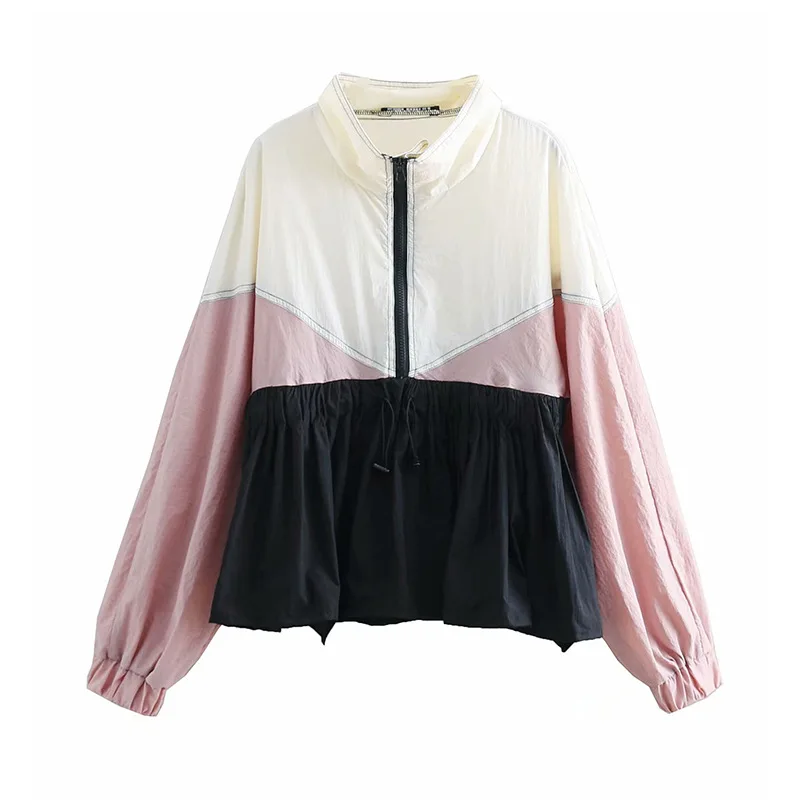 

Gb01 2019 Spring New Products-Style Mixed Colors Long Sleeve Zipper Drawstring Jacket Women's Coat