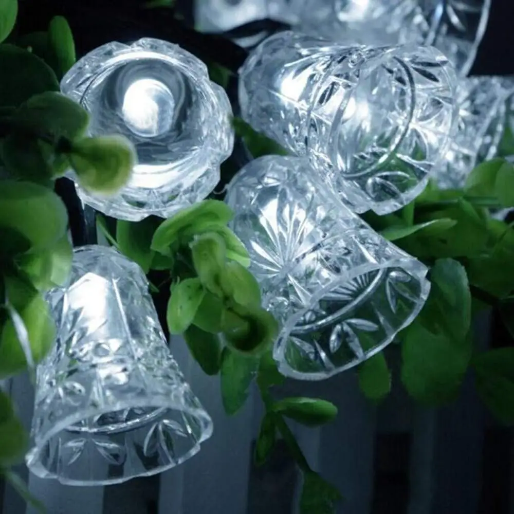Солнечные 1,2 м 10LED пластиковые гирлянда с колокольчиками огни для помещений/улицы дерево рождественское вечерние садовые квартиры двора декор для дворика