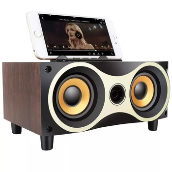 

Wooden Portable Bluetooth Speaker Subwoofer 3D Stereo Wireless Column FM Radio TF Mp3 Desktop Caixa De Som for PC Phone Android