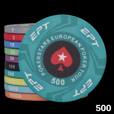 20 шт./лот ETP керамические покерные фишки Texas Hold'em Baccarat казино клубный игровой карты маджонг круглый персиковый конфетти «сердечки» набор настольной игры - Цвет: 500 Face value