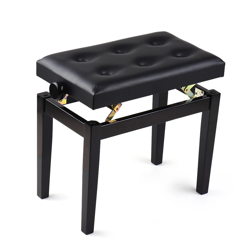 Black Wooden Piano Bench Stool Adjustable Height Soft Cushion Padded Aliexpress