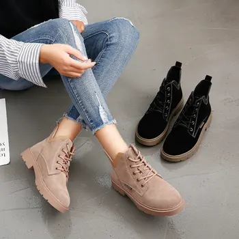 

Female 2019 Autumn And Winter New Women's Shoes Boots Round Head Strap Wild Cowhide Leather Women's Boots V-shaped Boots