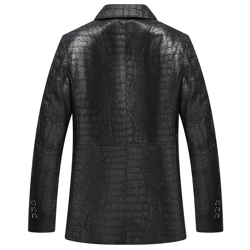

Genuine Jacket New Crocodile Pattern Sheepskin Coat for Men Spring Fall Suit Collar Leather Jackets 4066