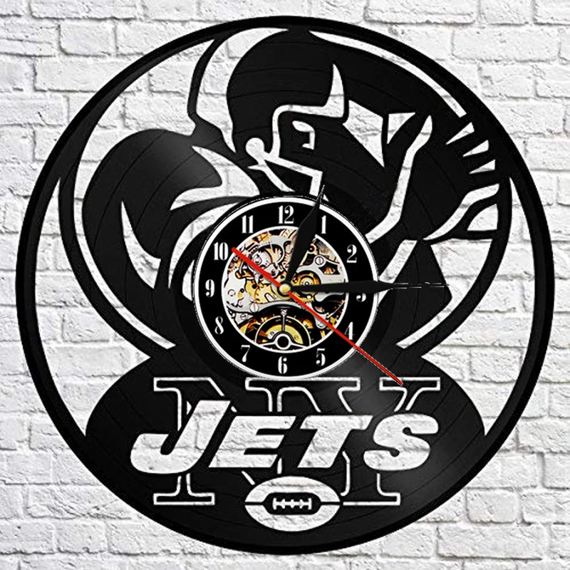 Виниловые настенные часы New York Jets, современный дизайн, американская футбольная команда, Подвесные часы с подвеской, настенные часы, домашний декор - Цвет: 4