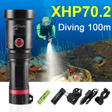 

2021 Newest Professional XHP90 LED Diving Flashlight 18650 XHP70 Powerful Diving Torch Light Rechargeable Scuba Underwater Lamp