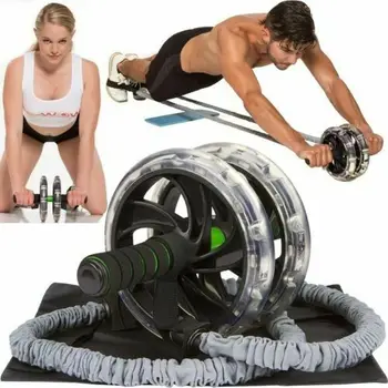 

2pcs Double Wheels Ab Roller Pull Rope Waist Fitness Abdominal Slim Equipment