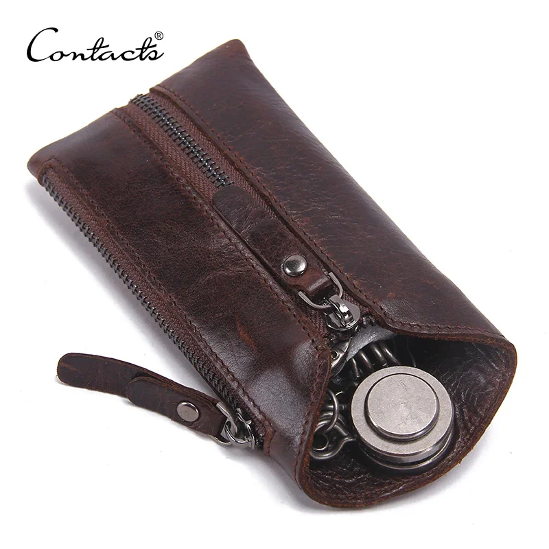 Contact's 100 Genuine Leather Key Wallet Men Car Key Holder Zipper