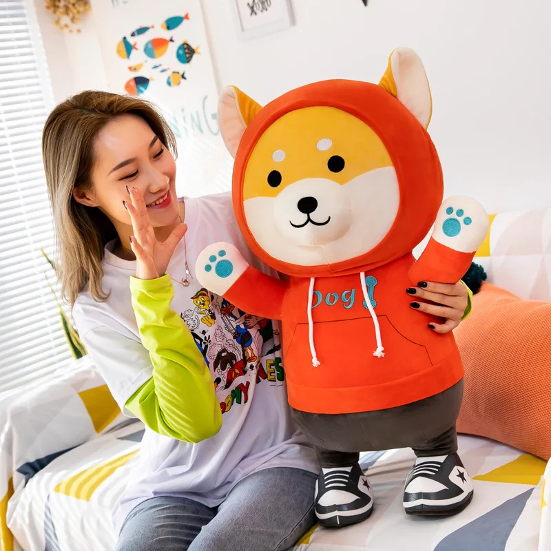 New Cute Cool Hooded Dog Plush Toy Fashion Creative Soft Cartoon Doll Appease Doll Children Holiday Birthday Exquisite Gift