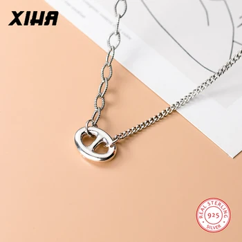 

XIHA Real 925 Sterling Silver Cuban Link Chain Choker Necklaces Women Korean Style Minimalist Jewelry 2020