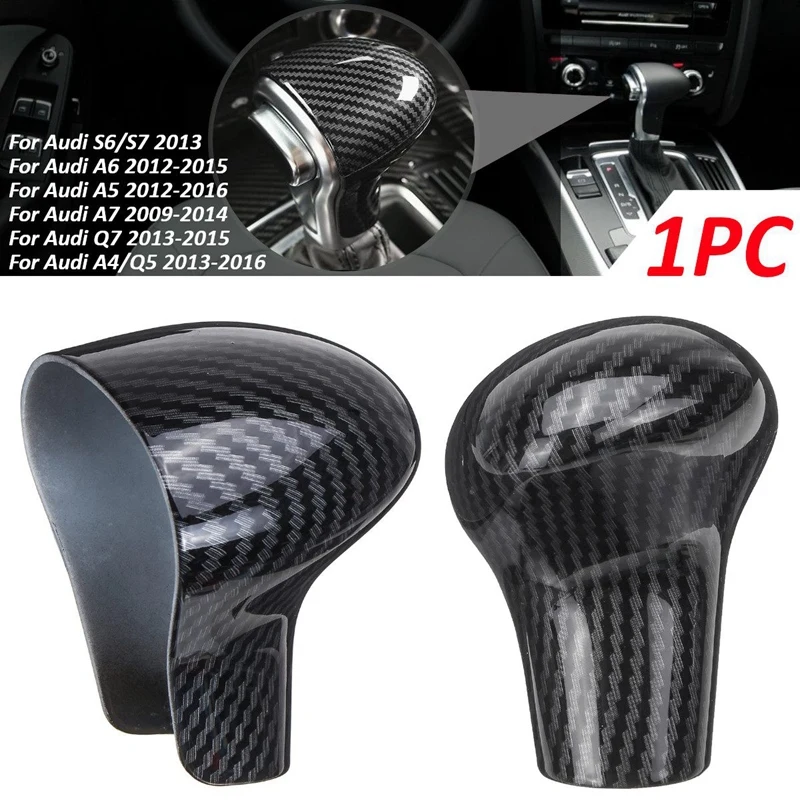 Car ABS Carbon Fiber Speed Gear Shift Knob Cover Cap Sticker Trim For- Audi A3 8V S3 A4 A5 A6 C7 S6 A7 S7 Q5 2009