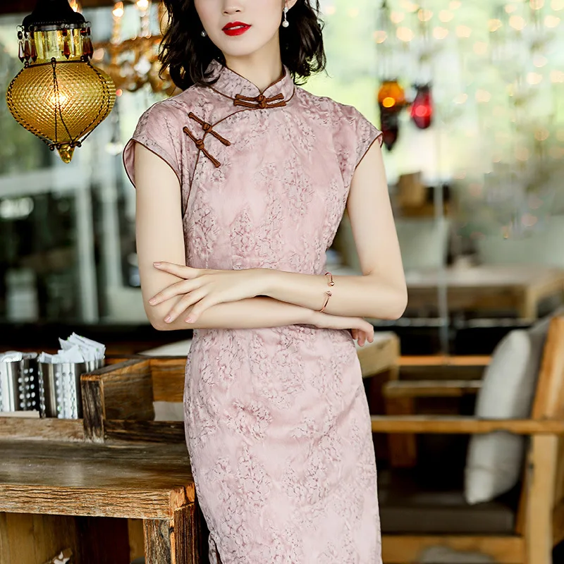 

[Agent Main Push Have Preferential Price] Flocked Printed Sleeveless Daily Life Improved Cheongsam 2019 Spring And Summer New St